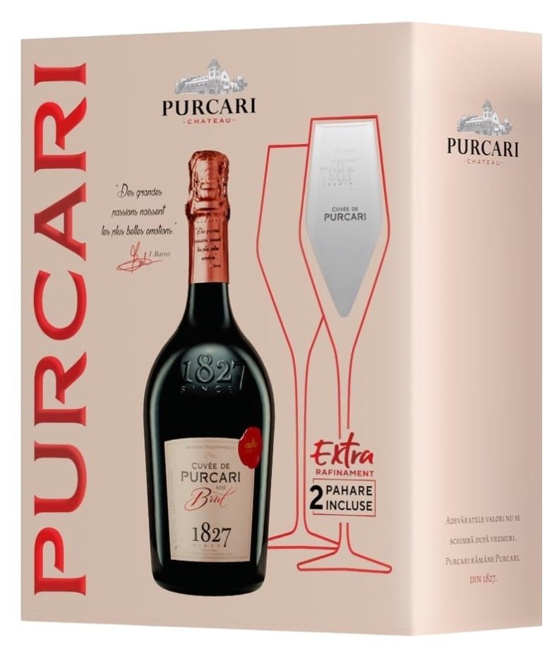 Purcari Cutie Spumant Rose Brut 0.75L+2 Pahare